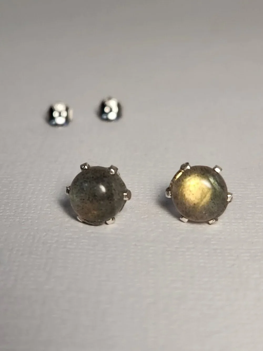 Natural Malagasy Labradorite 9mm Round Stud Earrings 925 Sterling Silver